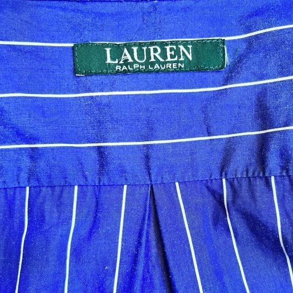 Lauren Ralph Lauren Blue Striped Long Button Down Shirt - Picture 3 of 4